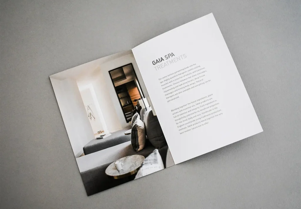 The inside spread of a leaflet for a spa company.