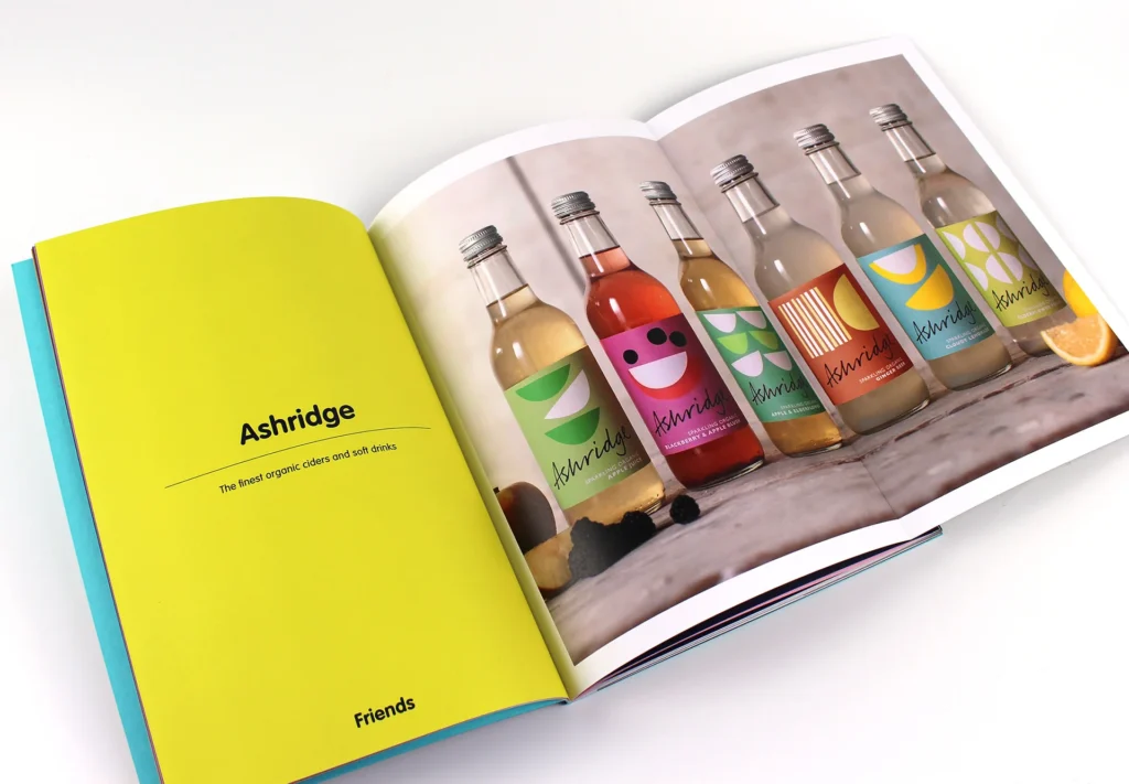 Detailed view of a lithographic printed brochure with rich, saturated colours and crisp text, emphasising its high-quality production and striking visual appeal.