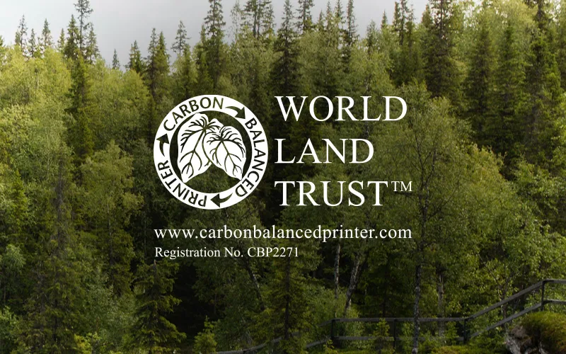 A forest with the world land trust logo over the top.