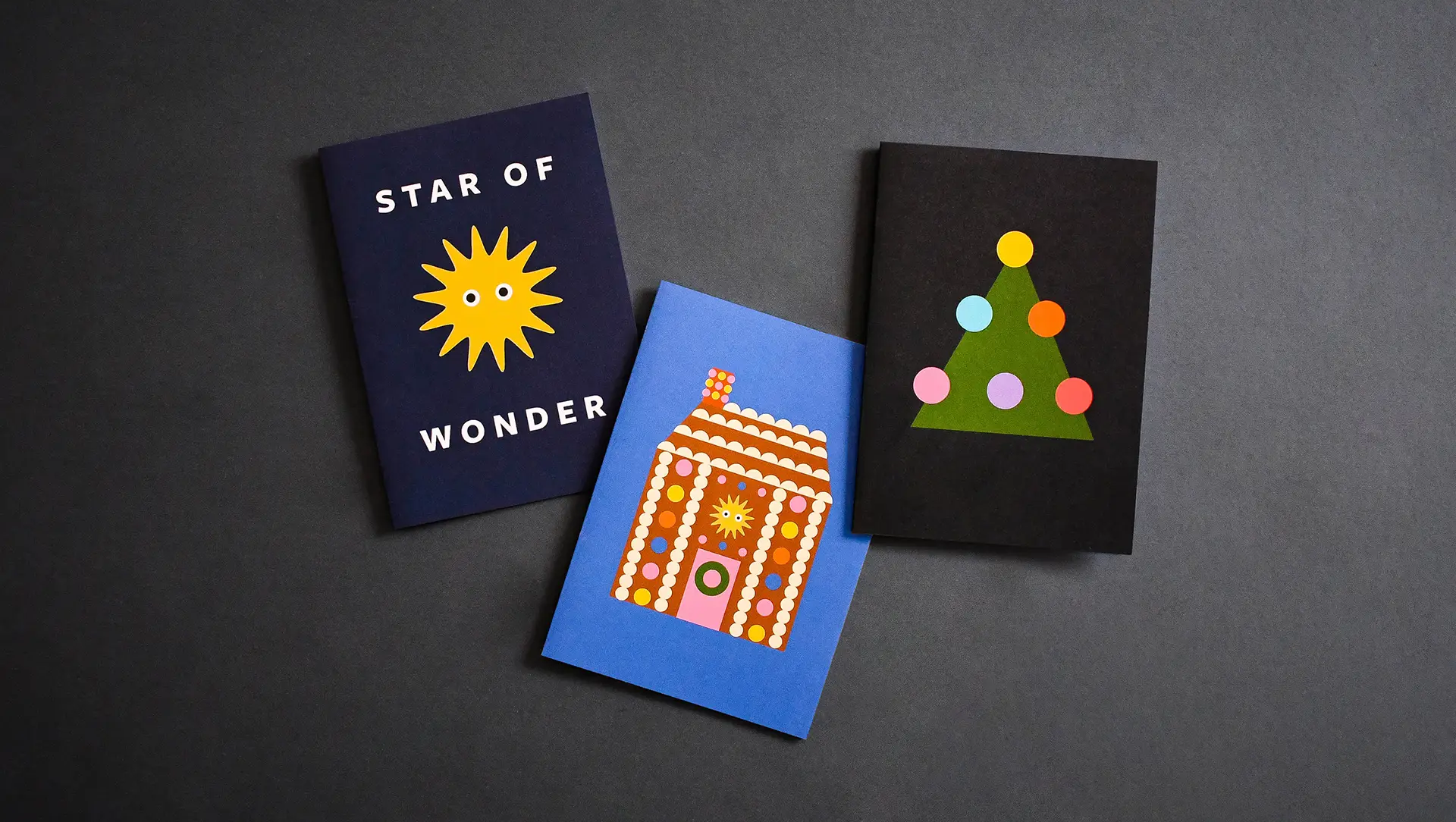 Three Christmas-themed greeting cards with festive designs, perfect for branding and holiday marketing ideas.