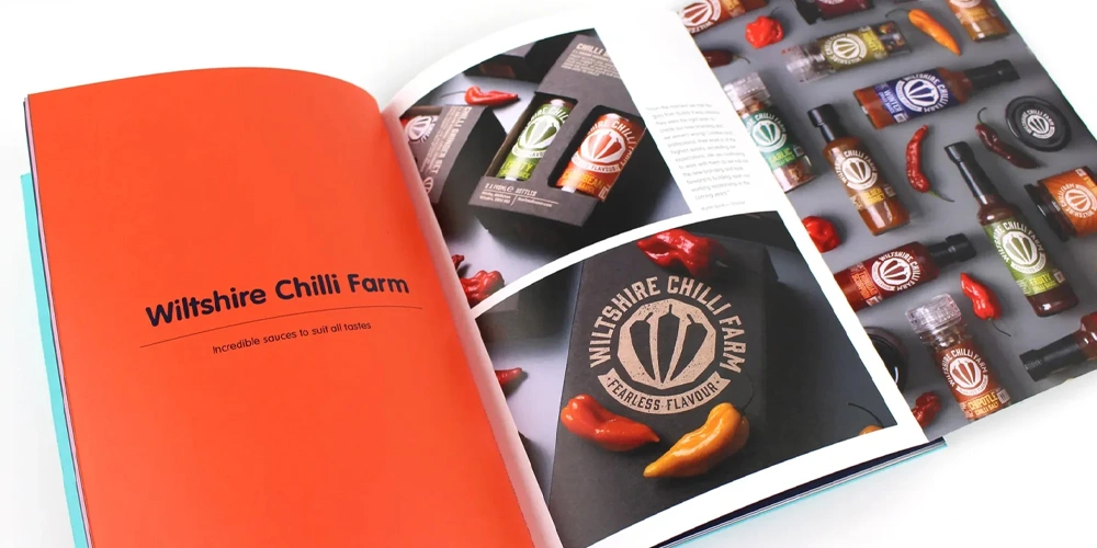 A beautiful, bright, modern brochure showcasing some great food and beverage products.